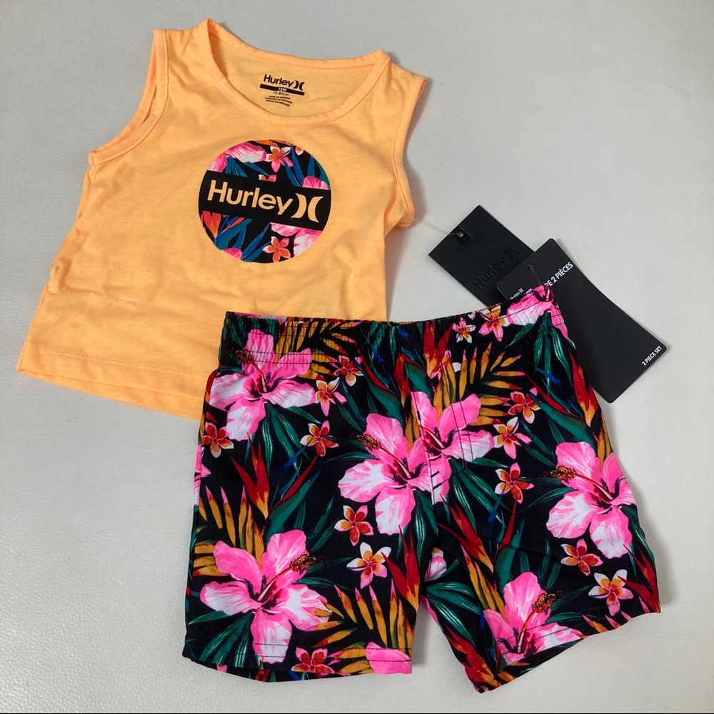 Hurley floral cute sleeveless shorts set 2286